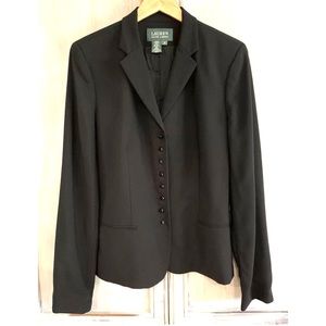 Lauren Ralph Lauren Black Wool Blazer Jacket Sz 10